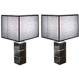 Pair of Polished Aluminum Lamps