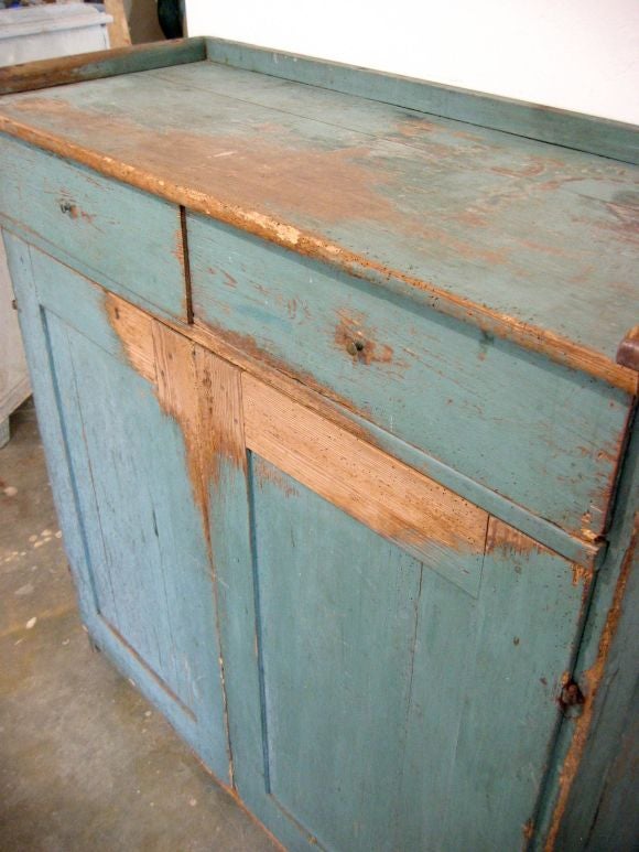 Primitive sideboard/cabinet with original robin's egg blue paint.