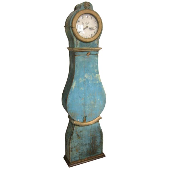 Painted Swedish Floor Clock For Sale