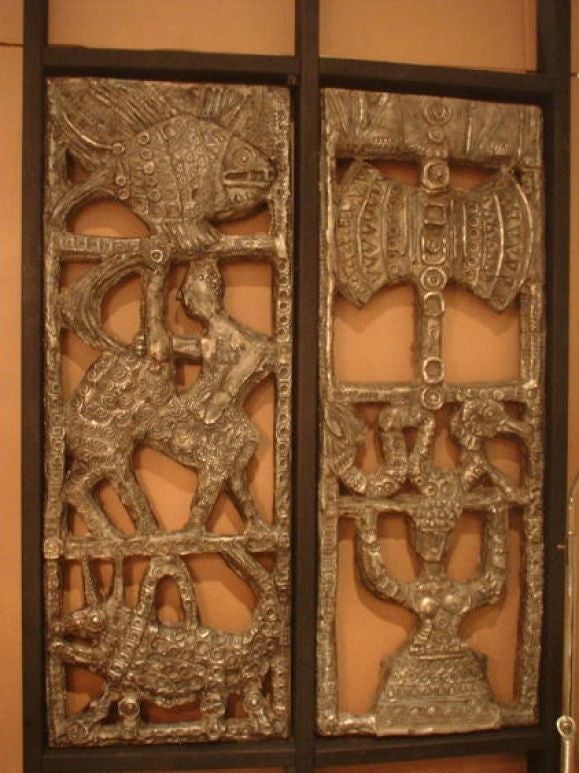 Mid-20th Century sculptures bonded bronze screen panels by emanuele luzzati For Sale