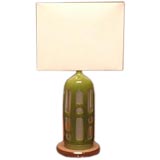 GREEN CERAMIC  MODERNIST LAMP WITH INSIDE SHADE