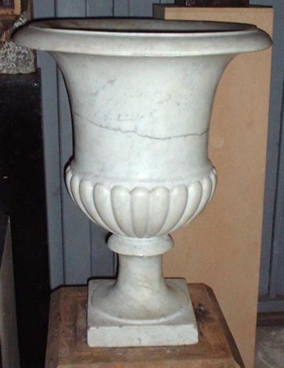 Pair Of White Marble medicei campana urns