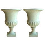 Pair Of White Marble medicei campana urns