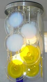 Vintage Vistosi yellow and white opale circles chandelier