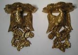 Pair of Carved Giltwood Eagle Brackets