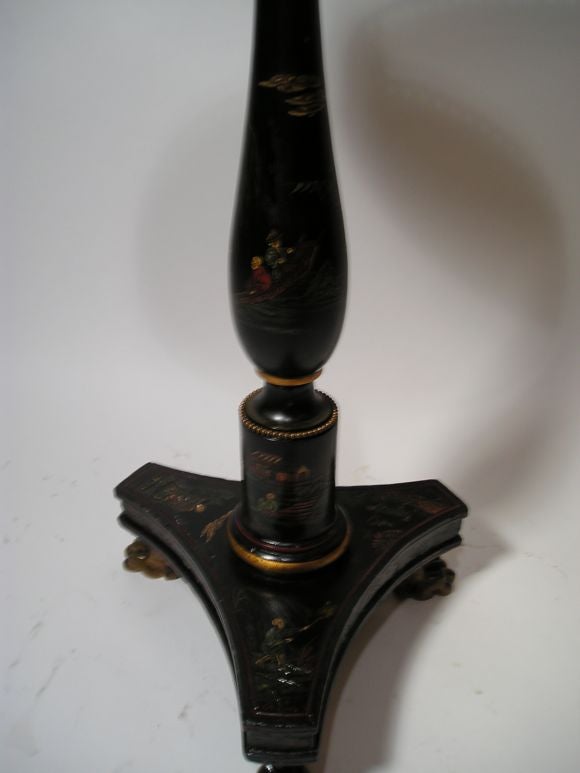 English Coramandel Bronze Gallery Tray Table Lamp