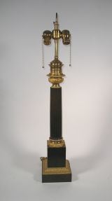French Bronze Fluted Column Lamp, Signed