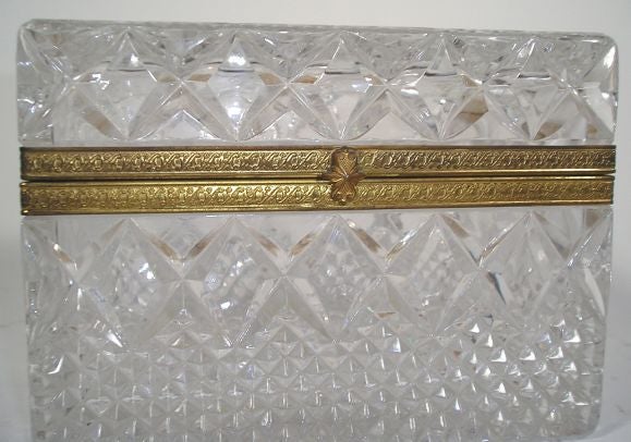 Antique French Bronze Mounted Cut Glass Box in the Baccarat Style