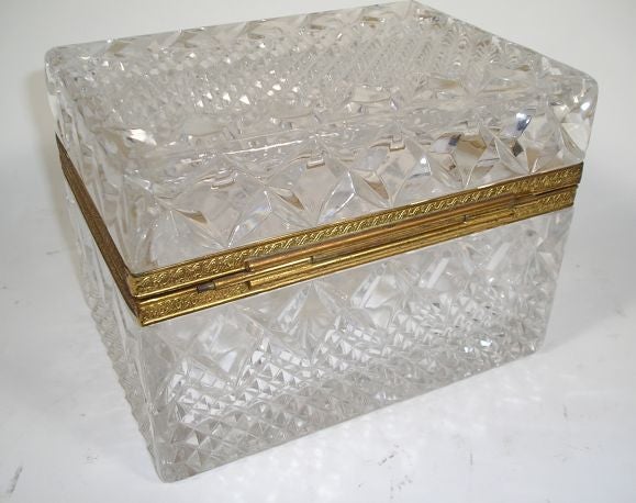 Antique French Bronze Mounted Cut Glass Box In Excellent Condition In Westwood, NJ