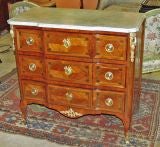 Louis XV - XVI 'Signed' Marble Top  Inlaid Commode