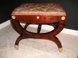 Empire Ormolu Mounted Tufted Leather Stool