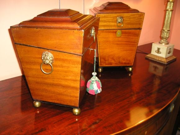 Regency Banded and Inlaid Mahogany Knife Boxes
