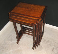 Regency Nest of 4 Rosewood and Burl Tables