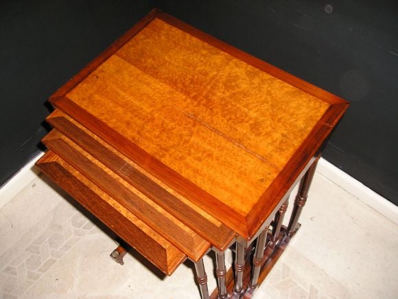 Regency Nest of 4 Rosewood and Burl Tables
