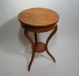 Antique Biedermeir Figured Birch 3 Legged Table