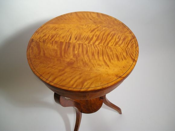 Biedermeir Figured Birch 3 Legged Table