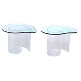 Pair of Lucite Spiral Form End Tables