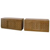 Pair of Edward Wormley Woven Front Cabinets for Dunbar