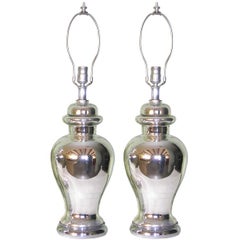 Retro Pair Striking Mercury Glass Table Lamps