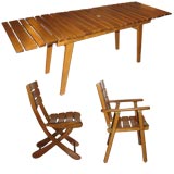 1940's French Cherry wood Garden Table & Six Chairs