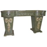 Hollywood Regency Style Mahogany Vanity with Mirrored Top