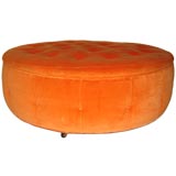 Large Pouf in Orange Cotton Velvet