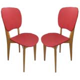 Two Red Prouve Style French Chairs, 1950s