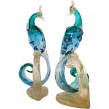 Pair of Large Barbini Sommerso Birds of Paradise