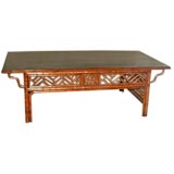 Bamboo Low Table With Black Lacquer Top