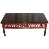 Bamboo Low Table With Black Lacquer Top