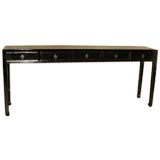 Black Lacquer table With five Drawers