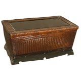 Bamboo Woven Trunk With Black Lacquer Top