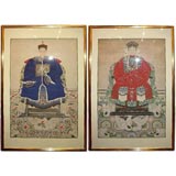 A Pair Of Chinese Portraits Of A Civil Officer & His Wife