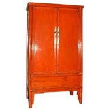 Antique A Red Lacquer Armoire
