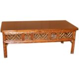 Bamboo Low Table With Black Lacquer Top