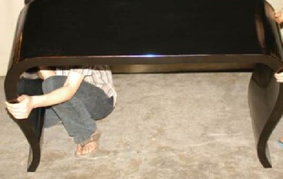 Black Lacquer Table With Curved Legs