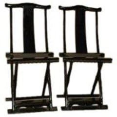 A Pair of Black Lacquer Folding Chairs 6