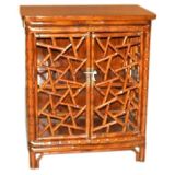 Antique Bamboo Chest With Black Lacquer Top