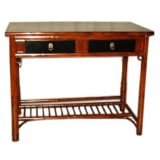 Bamboo Table With Black Lacquer Top