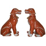 Antique A Pair Of Porcelain Sitting Dogs