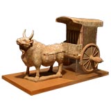Antique Tang Dynasty Pottery Ox And Cart With TL Certificate