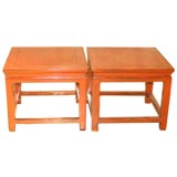 A Pair Of Red Lacquer Stools