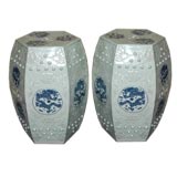 A Pair Of Porcelain Hexagonal Stools
