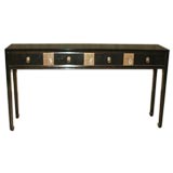 Black Lacquer Table with Four Drawers