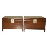 Antique A Pair Of Leather Trunks