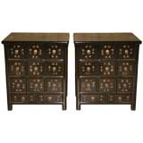 Antique A Pair Of Black Lacquer Apothecary Chests