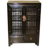 Black Lacquer Chest With Lattice Fret Work