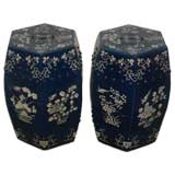 A Pair Of Porcelain Hexagonal Stools With Floral Motif