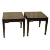 A Pair Of Black Lacquer  End Tables