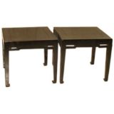 A Pair Of Square Black Lacquer Stools